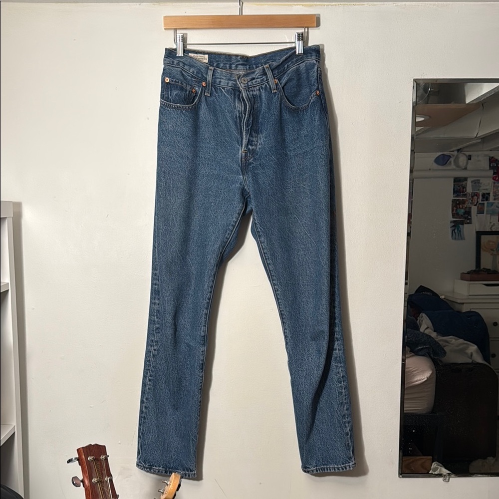 Levi's Blue Straight Mom Jeans